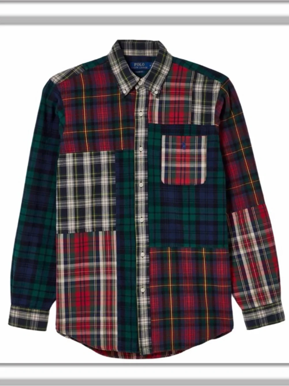 Polo Ralph Lauren Patchwork Plaid Button Down Long Sleeve Shirt Size XL